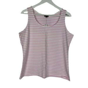 Talbots Pink White Large Round Neck Tank